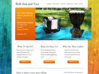 Beth Ann and Tara.com homepage ui website