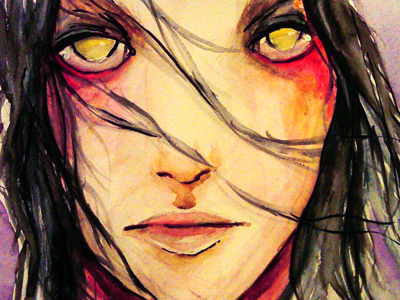 Kill Bee girl illustration moleskin painting watercolor