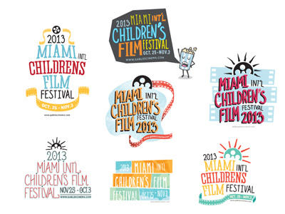 Miami Intl Children's Film Festival art childrens concepts festival film hand drawn hand rendered illustrator kids logo logos miami movies type typography vector
