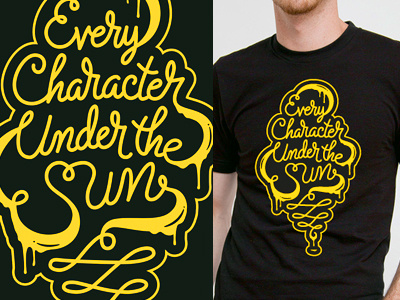 Every Character Under The Sun black cone hand rendered ice cream logo melt mockup tshirt type typography vector yellow
