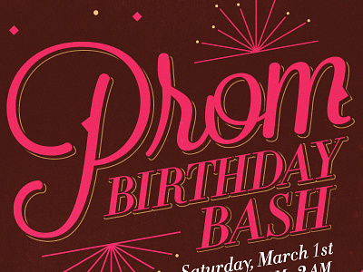 Prom bash birthday email invite poster prom type typography