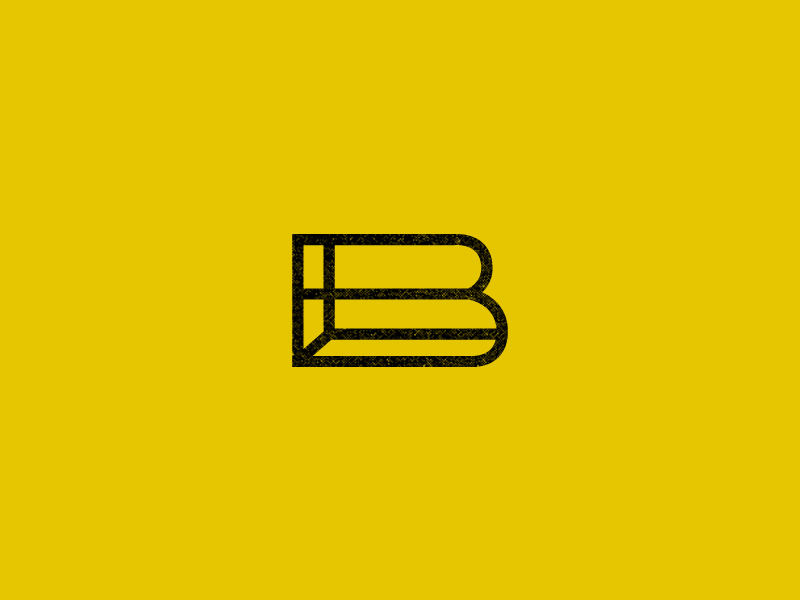 B b black concept gif icon linear logo logomark monoline type yellow