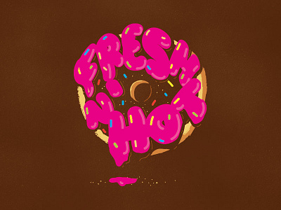 Fresh N' Hot donut food illustration lettering type typography