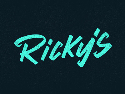 Rickys brush brushtype calligraphy freehand hand rendered logo r rickys sharp type typography
