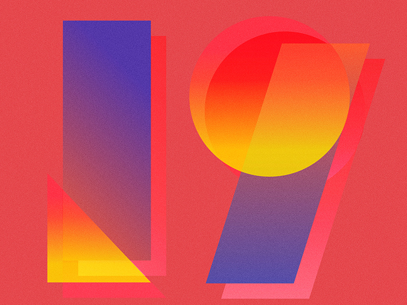 19 geometric pattern numbers light typography gradient type number 19