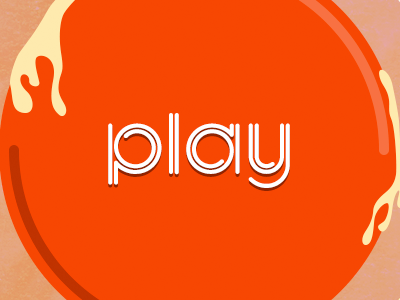 Play button center liquid orange play