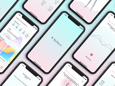 Reflect - The mood tracking app animation anxiety app behavior behaviour calm check in focus healthy interaction design mental health mindfulness mood product record self care tracker ui ux visual design