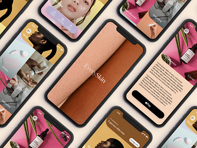 EverySkin - Skin care for all app beauty brand brand identity branding cosmetic cosmetics ecommerce face care health mobile app shopping skin skin care skin tone skincare typography ui ux