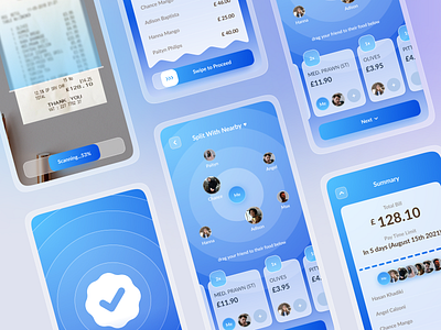 Split Bill App app fluent glass glassmorphism mobile app split bill ui ux windows 11