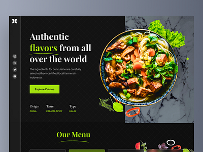 Authentic Restaurant Landing Page - Desktop app chef app clean dark mode eat eating food food and drink food app landing page restaurant app ui ux web web design website