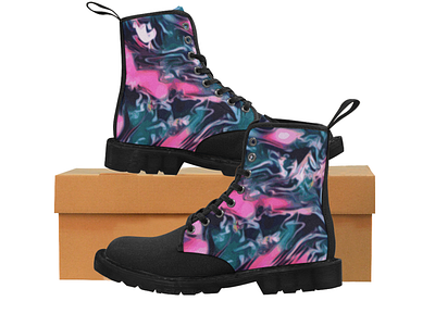 Delightful - black canvas anti-wear boots abstract abstract art abstract design accessories black blue boots cream fashion gold green light green lime green pink purple red shoes swirls turquoise white