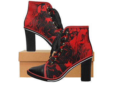 Vampire - women's lace up chunky heel ankle booties abstract abstract art abstract design accessories black blend blood boots fashion fluid design fusion gradient heels lace liquid red shoes swirls vampire womens fashion