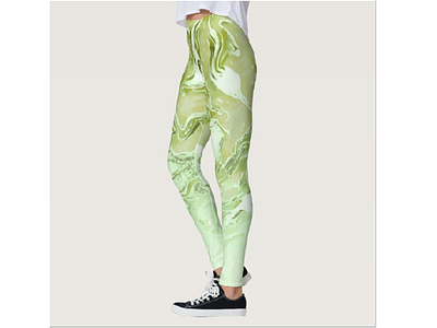 Pear - women's leggings abstract abstract art abstract design art beige blend fashion fluid design fruit gradient graphic design green illustration leggings liquid pattern art pattern design pears swirls womens fashion