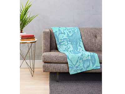 Frozen Mint Leaves - throw blanket abstract art abstract design blanket blue cover design fluid design green home decor illustration leaf mint mint green nature paint pattern design print print design swirls turquoise visual art