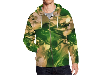 Camouflage 5.0 - men's full zip hoodie abstract design army black brown camouflage clothing design fashion fluid design green hoodie illustration men mens fashion menswear pattern design print print design swirls tan war