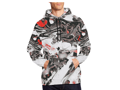 Pure Blood - men's pullover hoodie abstract art abstract design black black and white blood clothes fashion fluid design grey hoodies illustration liquid men mens fashion menswear pattern design print design red swirls white
