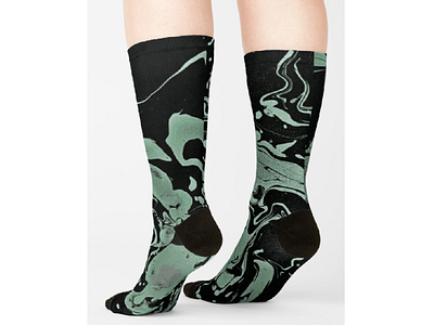 Chocolate Mint - socks abstract art abstract design accessories apparel design black clothing design fashion fluid design graphic design green grey illustration liquid mint pattern design print design socks swirls visual art visual design