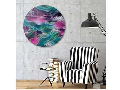 Feminine Waters - aluminum disk print abstract art abstract design circles disk feminine fluid design green illustration liquid multicolor pattern design pink print print design purple swirls turquoise visual art visual design water