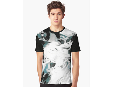 Chills - graphic t-shirt abstract design black blackandwhite clothes clothing design fashion fluid design illustration menswear pattern design print print design shirtdesign shop silver swirls tshirt design turquoise unisex visual design