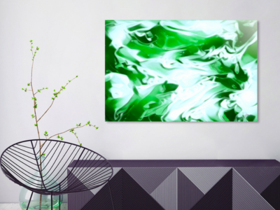 Clover - aluminum print abstract art abstract design aluminum art art prints clover digital painting fluid design graphicdesign green illustration metal pattern design print print design swirls visual art visual design wall art white