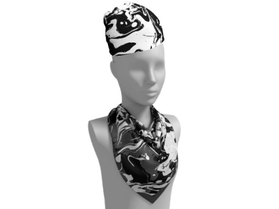 Black and White Swirls - beanie and scarf outfit abstract design beanie black and white clothes clothing design fashion fluid design graphic design hat illustration marble outfits pattern design print print design scarf silk swirls visual design winter