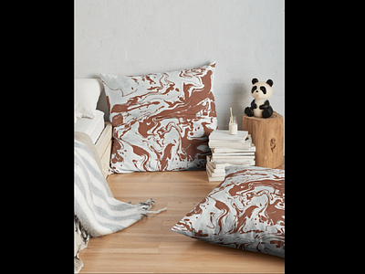 Coffee & Cream - floor pillow abstract design acrylic painting bedroom brown coffee digitalart drawing floor fluid design gray home decor illustration liquid pattern design pillow print print design swirls visual design white