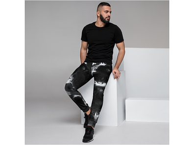 Classic Black Marble - men's jogger pants abstract art abstract design athletic casual clothes fashion illustration ink marble texture men pattern design print print design smokey sportswear streetwear stripes sweatpants visual art visual design