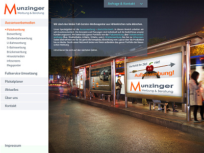 Website "Munzinger" advertising agency cms full responsive outdoor advertising website