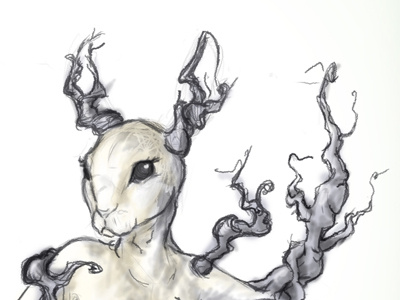 spirit - conceptual drawing bunny spirit tree