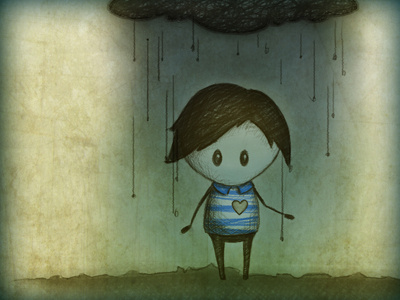 The sad "sinner" character design rainy sad