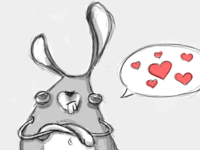 Valentine's card bunny hearts love valentines card