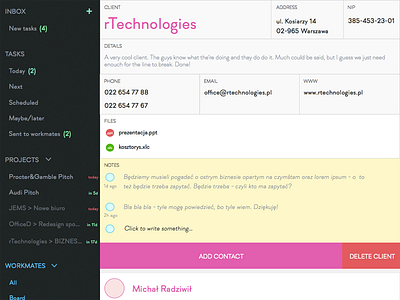 A new project management app Proj.es - client detail app different flat form interface ipad simple simplicity ui ux web