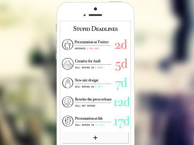 Stupid Deadlines app app calendar clean deadline flat illustration iphone post flat reminder serif typography watch