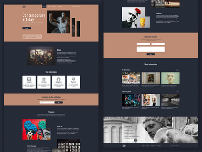 Landing page for art studio