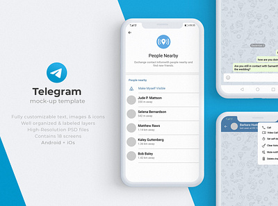 Telegram Mock-Up Template message app messaging mobile mockup mockup psd psd download secret social telegram telephone ux uxui