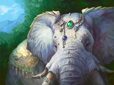 Jeweled Elephant animal art artist character design digital draw drawing elephant fantasy illustration jewel photoshop