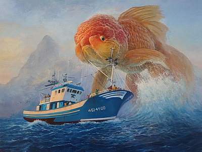 Wavebreak Carp art boat fantasy fish oilpainting painting sea traditionalart