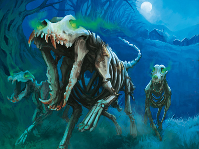 Skeleton Dogs art artist artwork character digital drawing fantasy gamecard illustration monster photoshop warlordsofterra