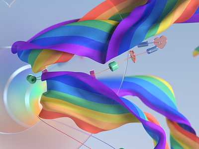 Happy pride month! 3d 3d art 3d artist 3dillustration beads c4d cgi cloth contemporary flag glass heart love mograph pride rainbow ribbons sovery summer wallpaper