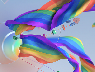 Happy pride month! 3d 3d art 3d artist 3dillustration beads c4d cgi cloth contemporary flag glass heart love mograph pride rainbow ribbons sovery summer wallpaper