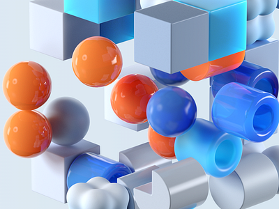 Shapes 3d 3d artist 3dillustration abstract background blue branding c4d cgi colorful glass mograph motion graphics orange shapes spheres wallpaper web