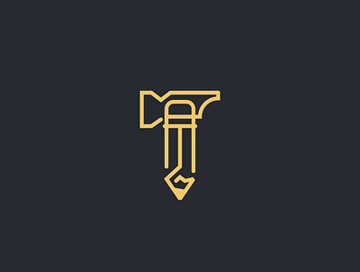 Çekiç ve kalem badge branding design grafik tasarım logo tasarım vector