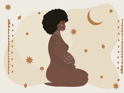 African Pregnant Woman africa african art beauty card design doula girl greeting illustration native power pregnancy vector woman