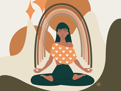 Meditation beauty character design girl illustration meditation mind power powerful woman yoga