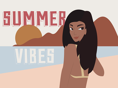 SUMMER VIBES art beauty branding card design greeting illustration logo vector
