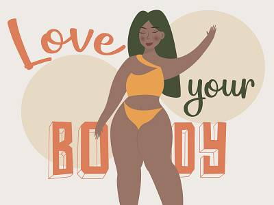 LOVE YOUR BODY art beauty branding card design greeting illustration logo ui vector