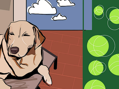 Nala, the Labrador adobe art digital dog doggie illustration lab sketch tennis tennis balls