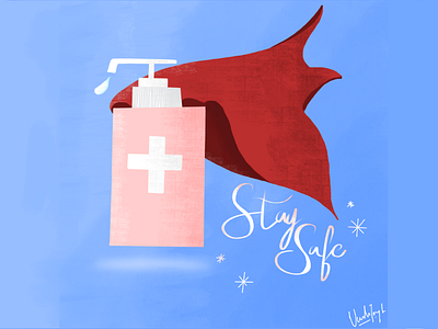 Stay Safe! covid gal shir health procreate sanitize sanitizer style superhero