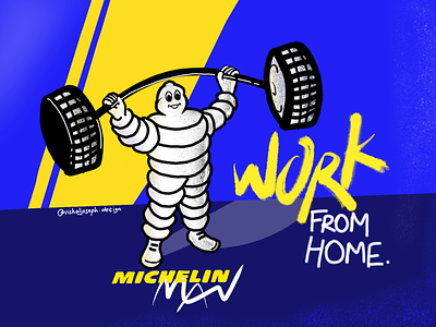 Michelin man #WorkFromHome concept covid covid19 illustration mascot michelin man