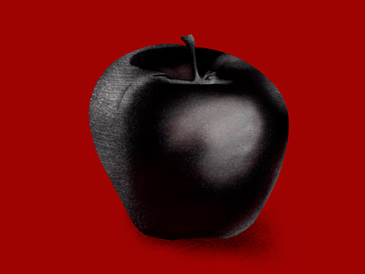 Black diamond Apple. apple art black digital art fruit gal shir illustration procreate realistic red shading sketch